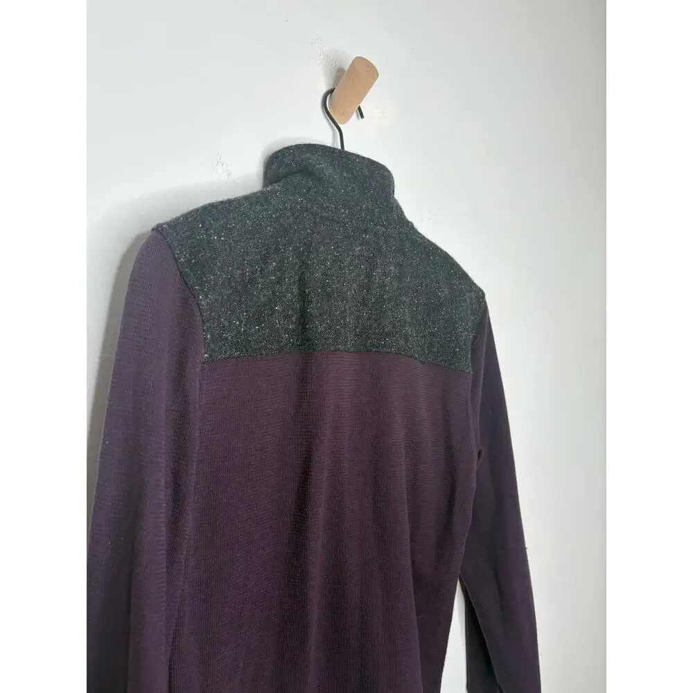 Banana Republic Mens 1/4 Zip Sweater Small Sherpa Collar Burgundy Purple